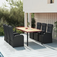 Set da Pranzo da Giardino 7 pz Nero con Cuscini in Polyrattan 3157603