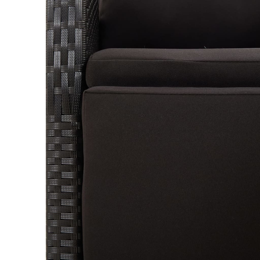 Set Pranzo Giardino 3pz Nero Polyrattan e Legno Massello Acacia 3157606