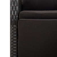 Set Pranzo Giardino 3pz Nero Polyrattan e Legno Massello Acacia 3157606