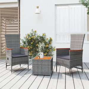 Set Mobili Giardino 3pz Grigio Polyrattan Legno Massello Acaciacod mxl 124360