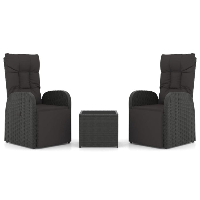 Set Mobili da Giardino 3 pz Nero Polyrattan e Acciaio 3157660