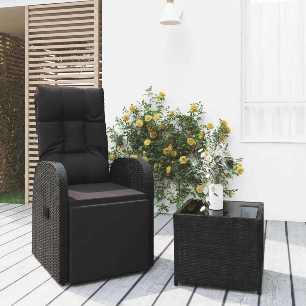 Set Mobili da Giardino 2 pz Nero Polyrattan e Acciaio 3157661