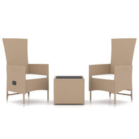 Set Mobili da Giardino 3 pz Beige Polyrattan e Acciaio 3157662