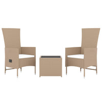 Set Mobili da Giardino 3 pz Beige Polyrattan e Acciaio 3157662