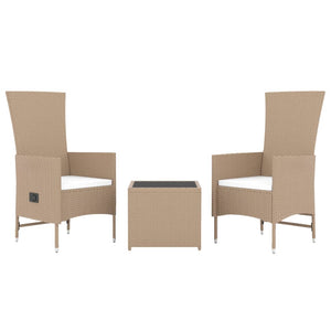 Set Mobili da Giardino 3 pz Beige Polyrattan e Acciaio 3157662