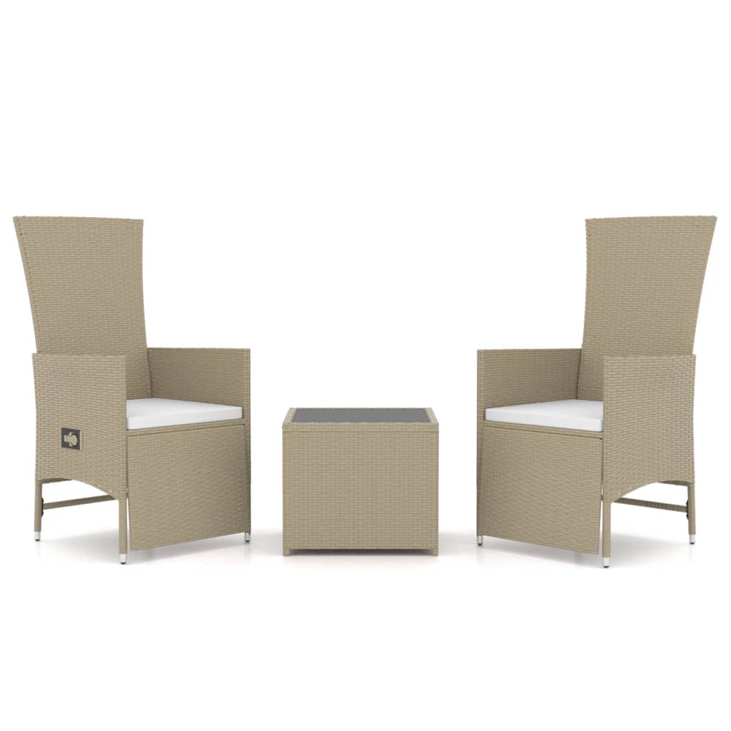 Set Mobili da Giardino 3 pz Beige Polyrattan e Acciaio 3157663