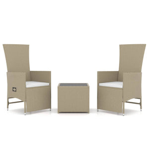 Set Mobili da Giardino 3 pz Beige Polyrattan e Acciaio 3157663