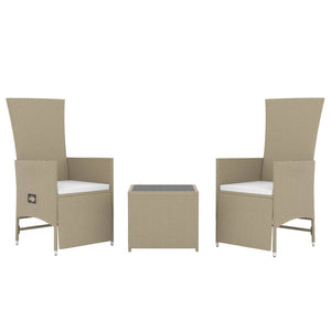 Set Mobili da Giardino 3 pz Beige Polyrattan e Acciaio 3157663