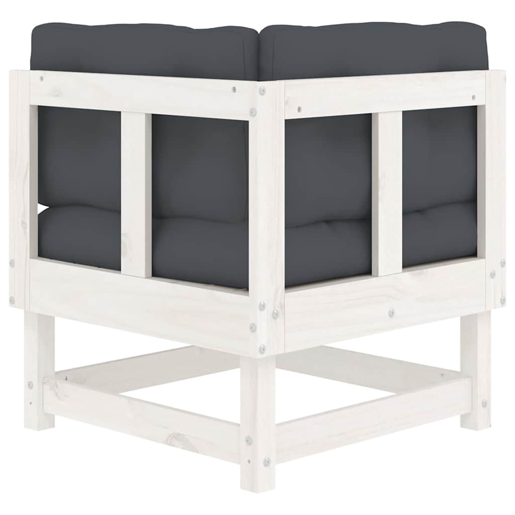 Divano Angolare con Cuscini-Sofa con Cuscini in Legno Massello di Pino Bianco 261052