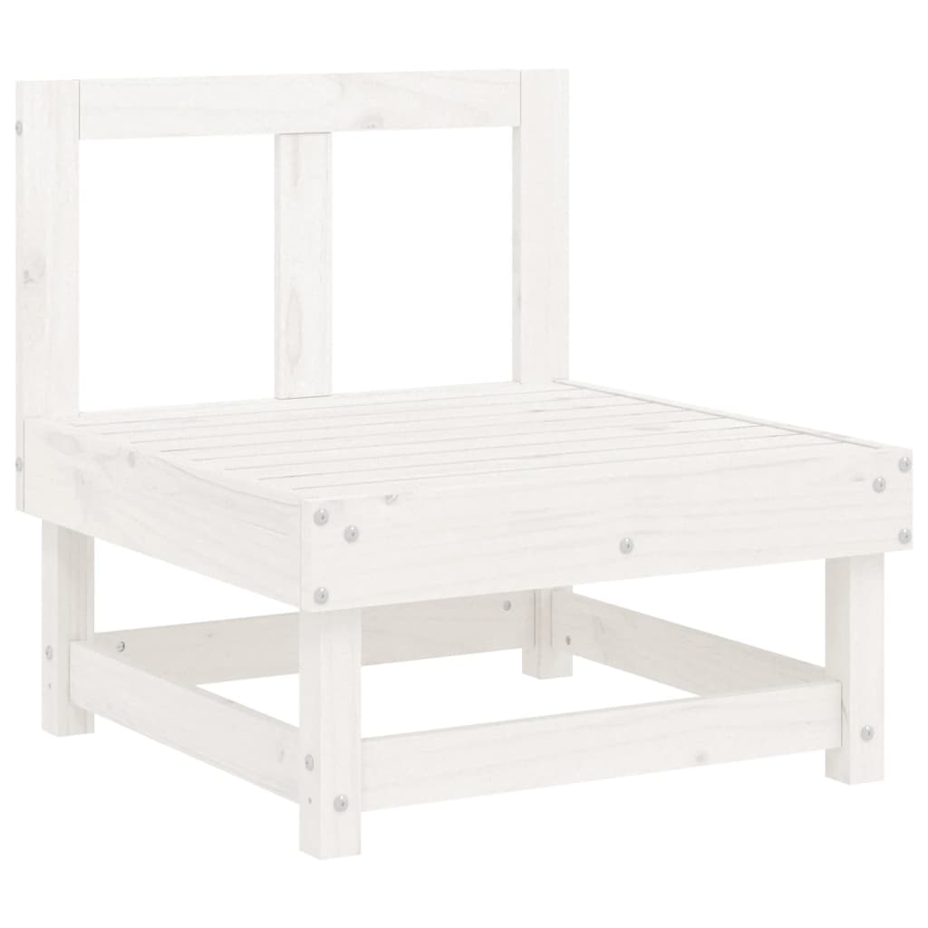 Divano Centrale con Cuscini in Legno Massello di Pino Bianco 825430