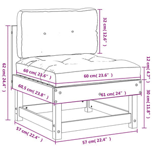Divano Centrale con Cuscini Marrone Ambra Legno Massello Pino 825432