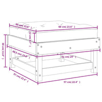 Poggiapiedi da Giardino con Cuscino Legno Massello Pino Bianco 825437