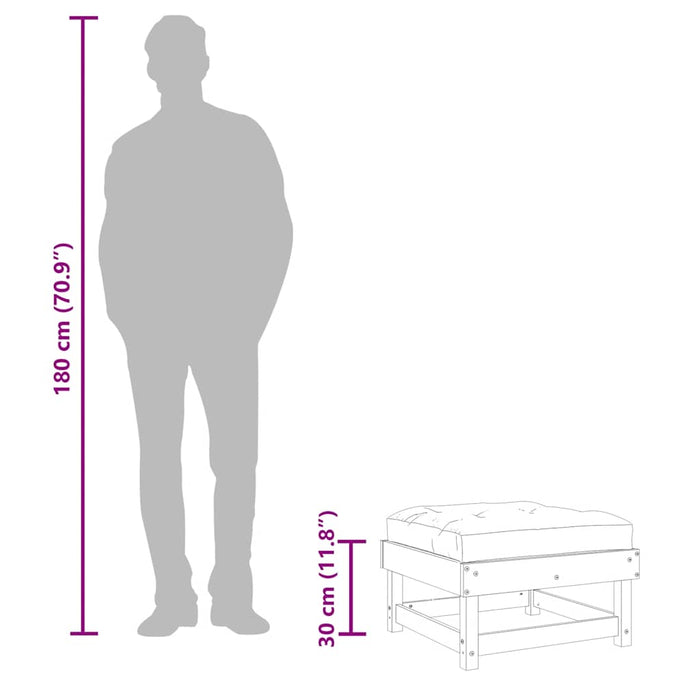 Poggiapiedi da Giardino con Cuscino Legno Massello Pino Bianco 825437