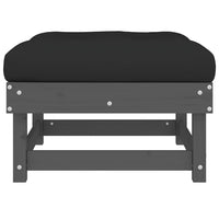Poggiapiedi da Giardino con Cuscino Legno Massello Pino Grigio 825438