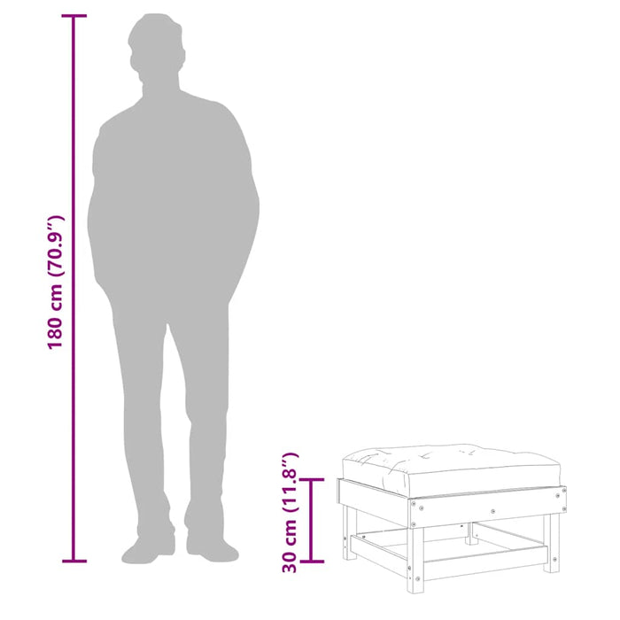 Poggiapiedi da Giardino con Cuscino Legno Massello di Douglas 825441