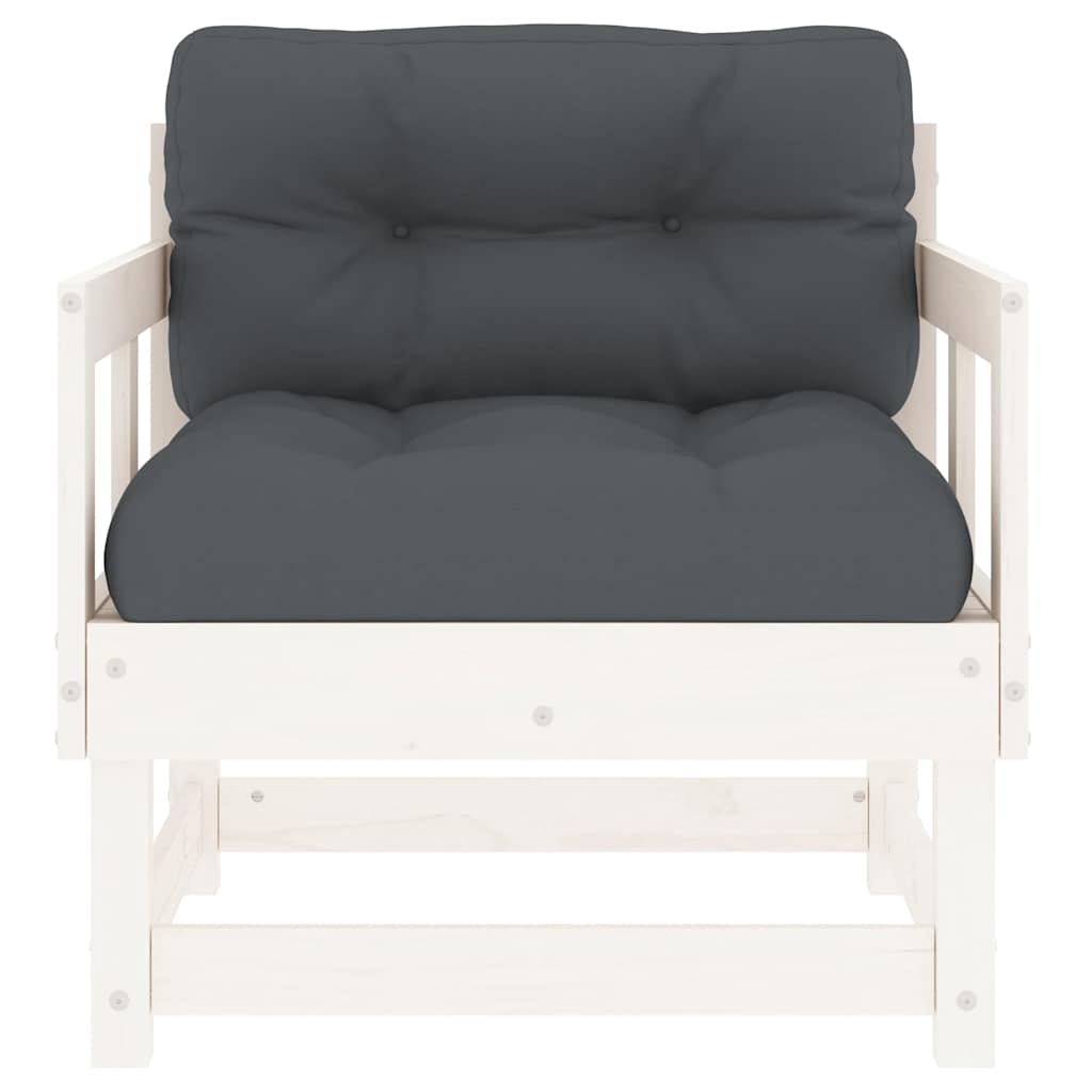 Sedie da Giardino con Cuscini 2pz Legno Massello di Pino Bianco 825444