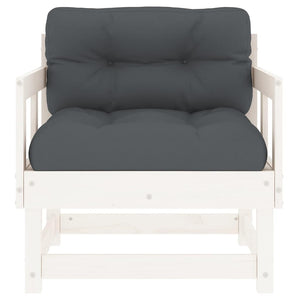 Sedie da Giardino con Cuscini 2pz Legno Massello di Pino Bianco 825444