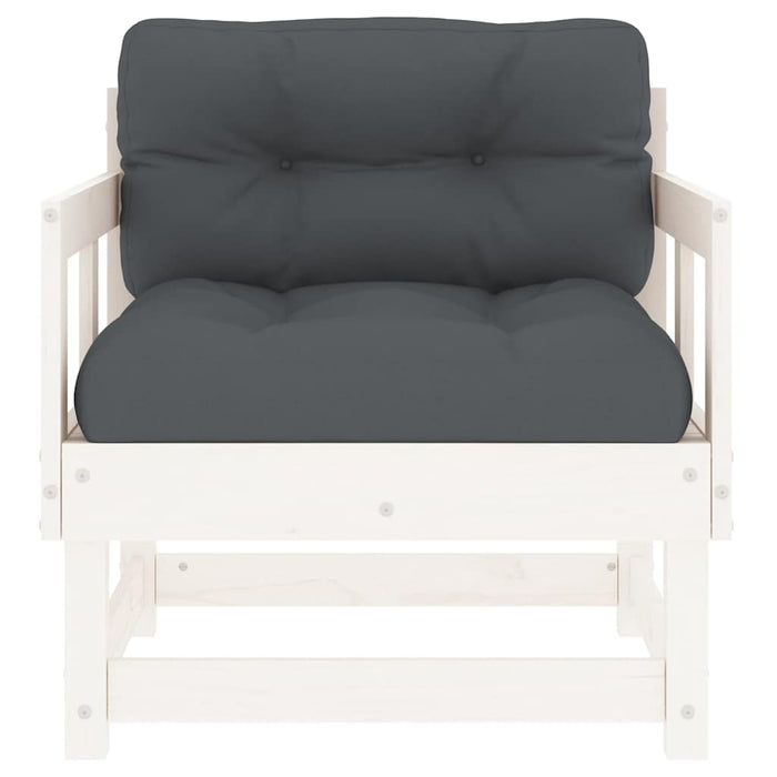 Sedie da Giardino con Cuscini 2pz Legno Massello di Pino Bianco 825444