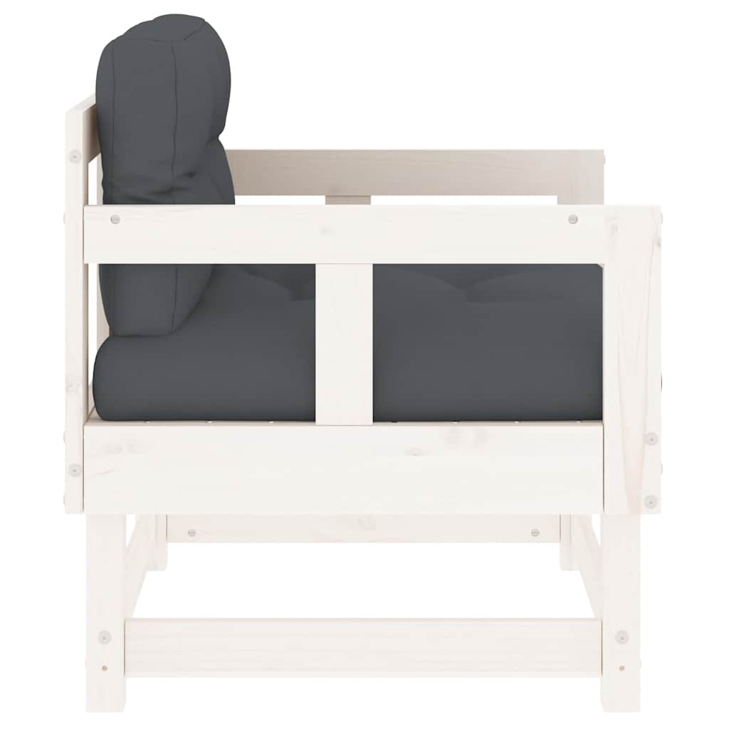 Sedie da Giardino con Cuscini 2pz Legno Massello di Pino Bianco 825444