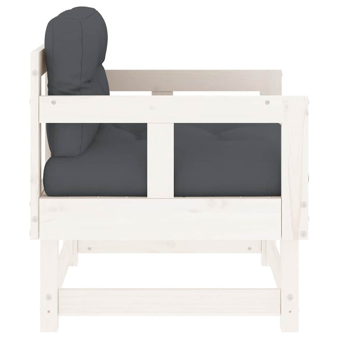 Sedie da Giardino con Cuscini 2pz Legno Massello di Pino Bianco 825444