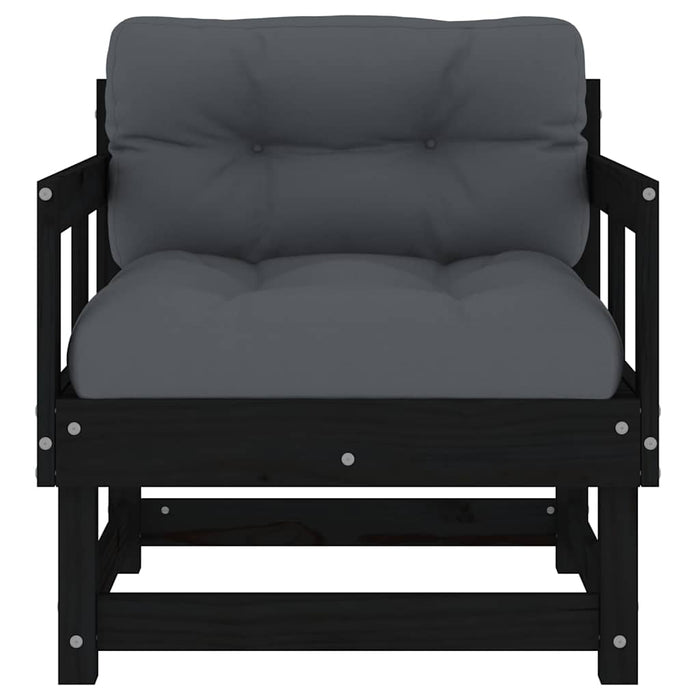 Sedie da Giardino con Cuscini 2pz Legno Massello di Pino Nero 825447