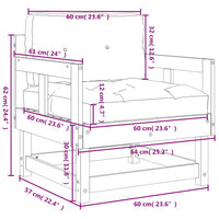 Sedie da Giardino con Cuscini 2 pz in Legno Massello di Douglas