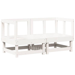 Divani Angolari con Cuscini 2 pz Legno Massello di Pino Biancocod mxl 103059