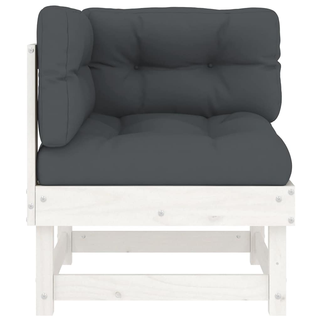 Divani Angolari con Cuscini 2 pz Legno Massello di Pino Bianco 825451