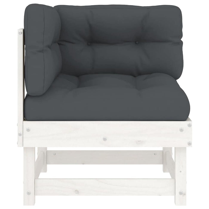 Divani Angolari con Cuscini 2 pz Legno Massello di Pino Bianco 825451