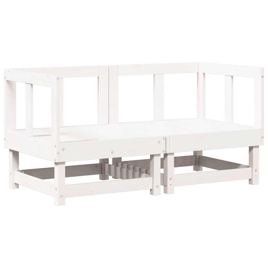 Divani Angolari con Cuscini 2 pz Legno Massello di Pino Bianco 825451