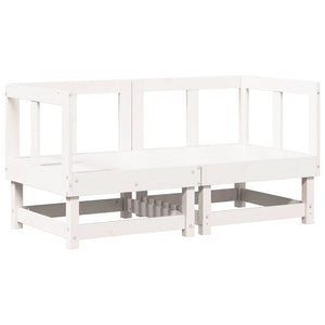 Divani Angolari con Cuscini 2 pz Legno Massello di Pino Bianco 825451