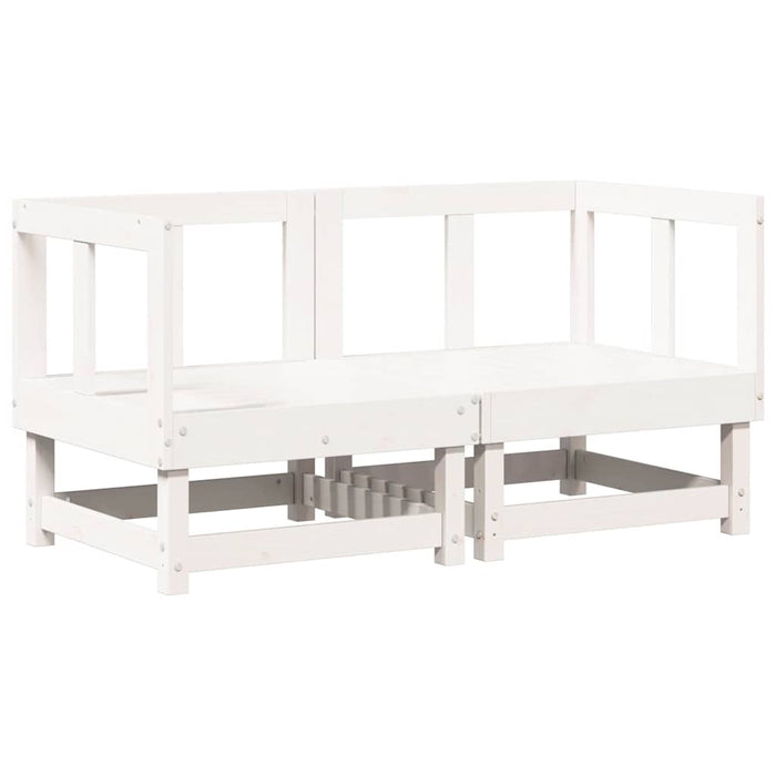 Divani Angolari con Cuscini 2 pz Legno Massello di Pino Bianco 825451