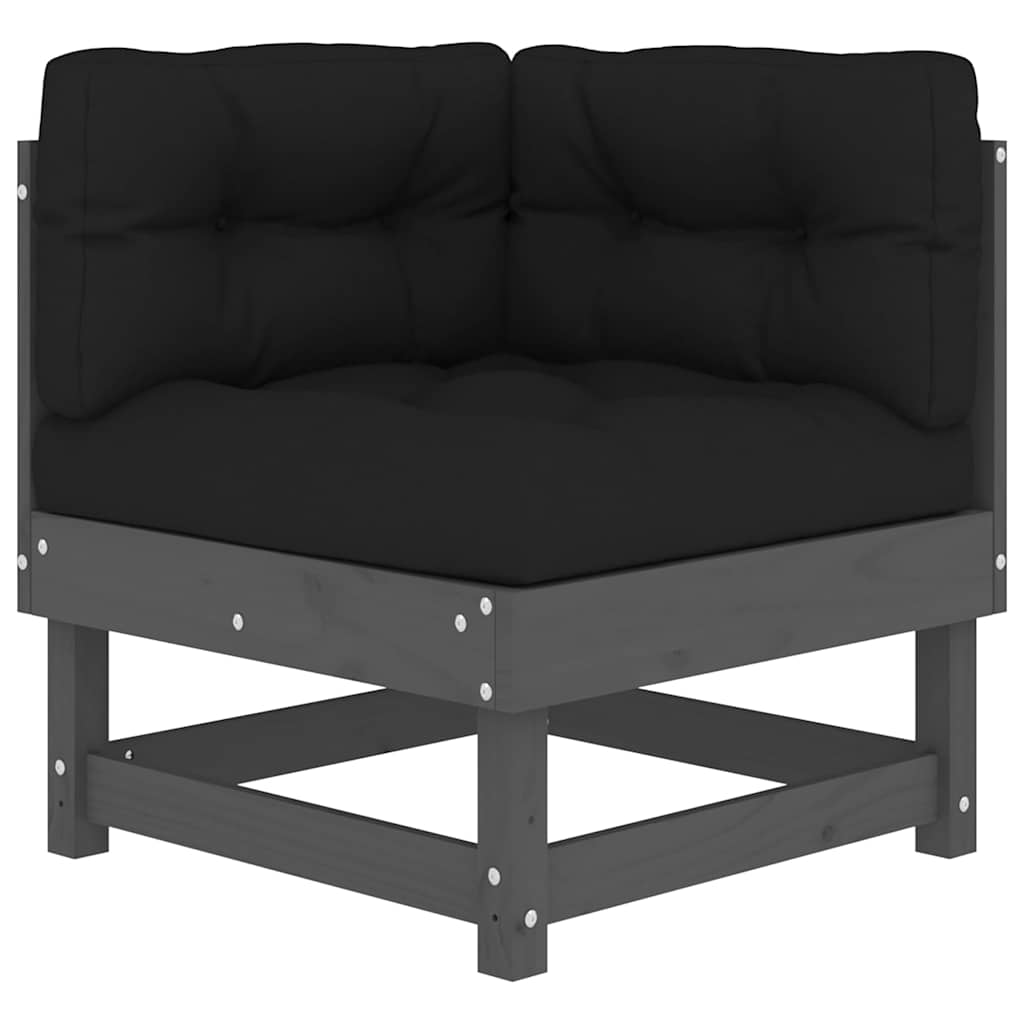 Divani Angolari con Cuscini 2 pz Legno Massello di Pino Grigio 825452