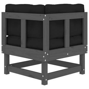 Divani Angolari con Cuscini 2 pz Legno Massello di Pino Grigio 825452