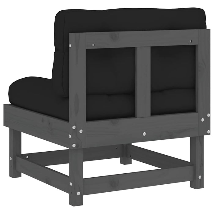 Divani Centrali con Cuscini 2 pz Legno Massello di Pino Grigio 825459