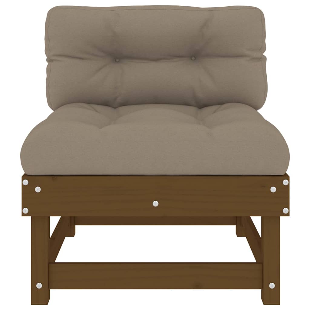 Divani Centrali con Cuscini 2pz in Legno Massello di Pino Ambra