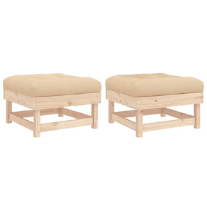 Poggiapiedi da Giardino con Cuscini 2 pz Legno Massello di Pino 825464