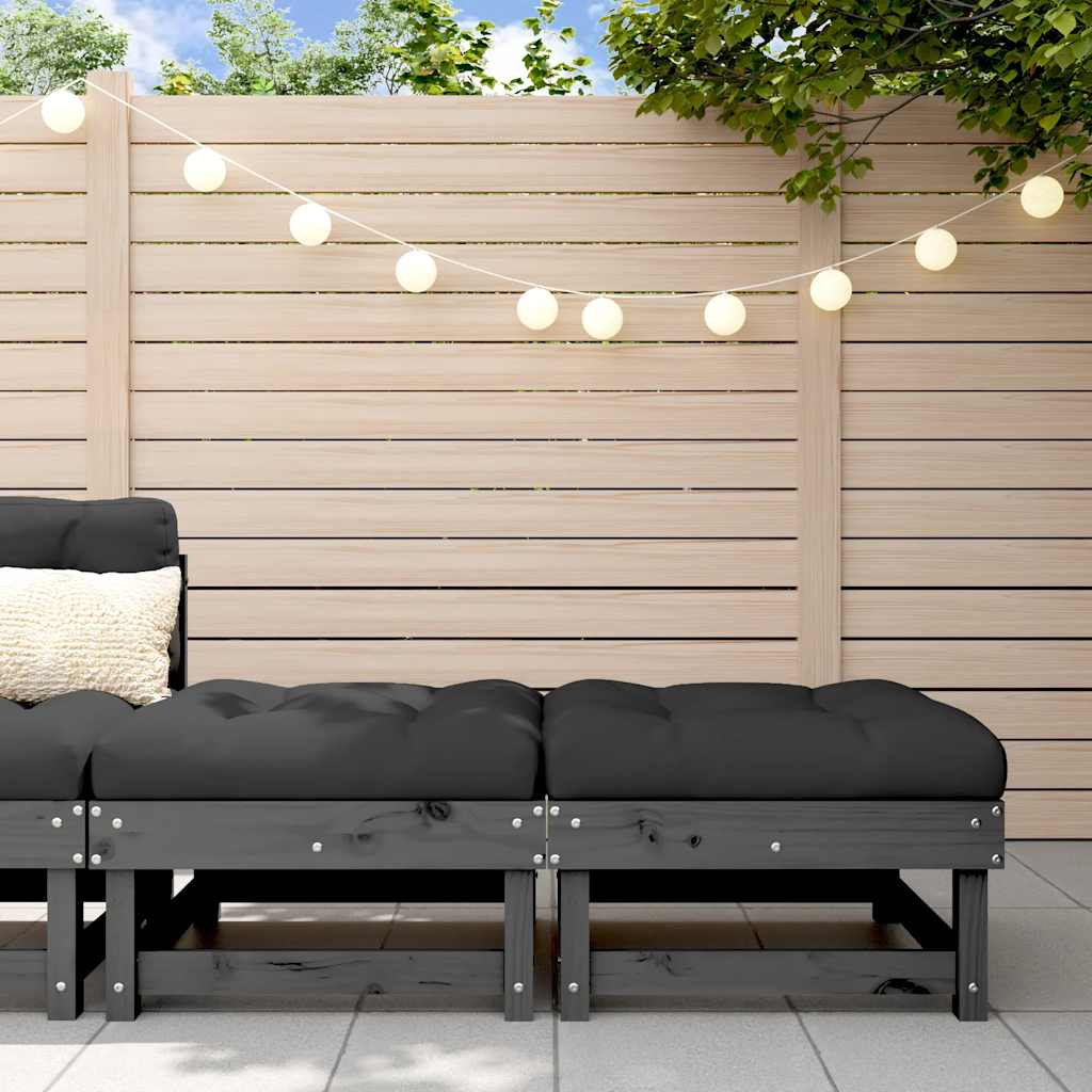 Poggiapiedi Giardino con Cuscini 2pz Legno Massello Pino Grigiocod mxl 103993