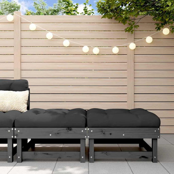 Poggiapiedi Giardino con Cuscini 2pz Legno Massello Pino Grigiocod mxl 103993