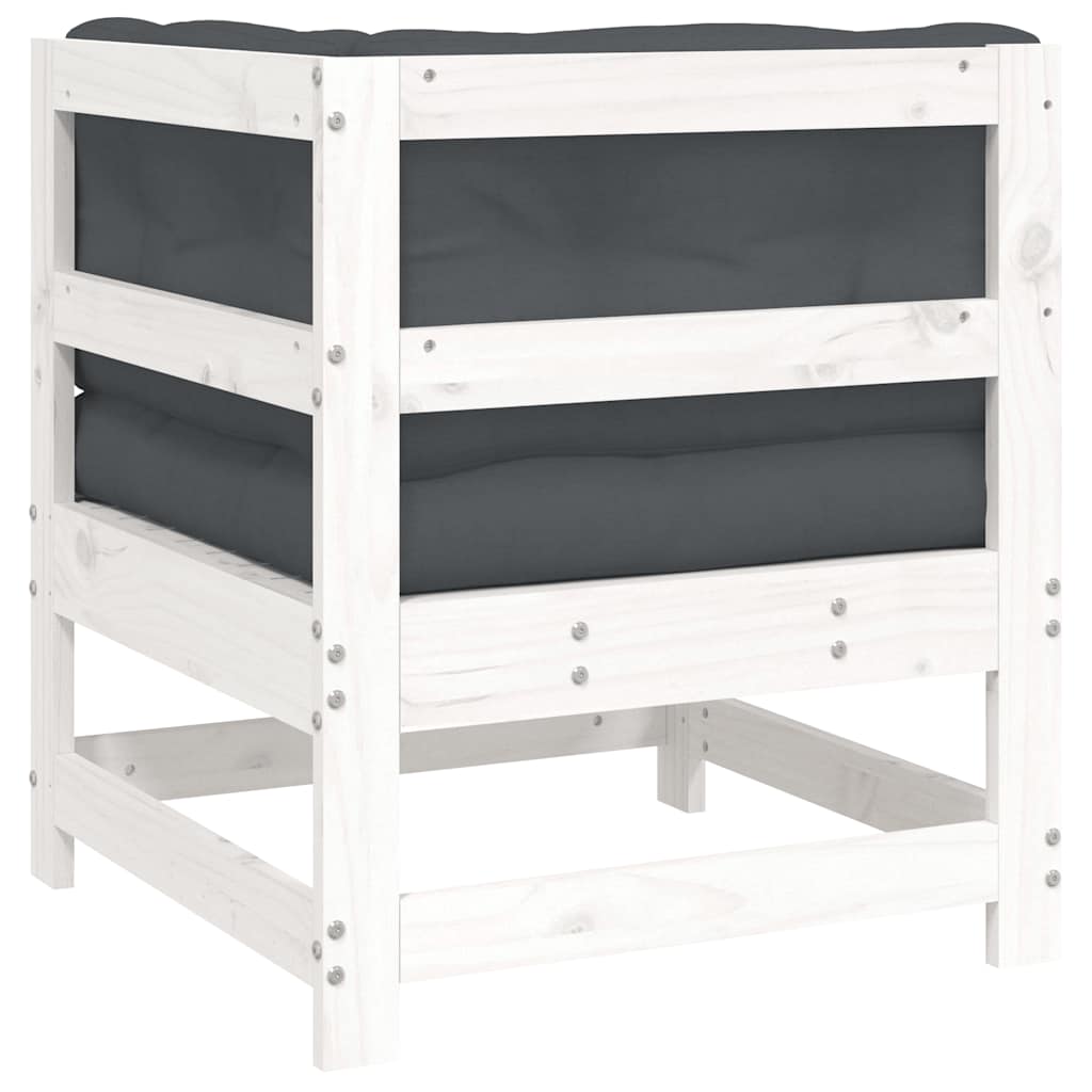 Divano Angolare con Cuscini in Legno Massello di Pino Bianco 825542