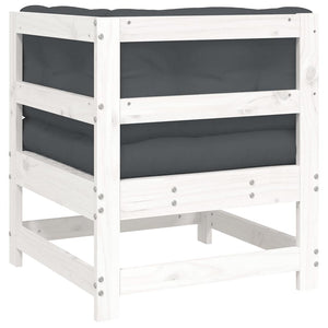 Divano Angolare con Cuscini in Legno Massello di Pino Bianco 825542