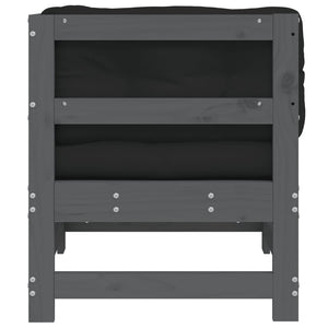 Divano Angolare con Cuscini in Legno Massello di Pino Grigio 825543