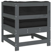 Divano Angolare con Cuscini in Legno Massello di Pino Grigio 825543