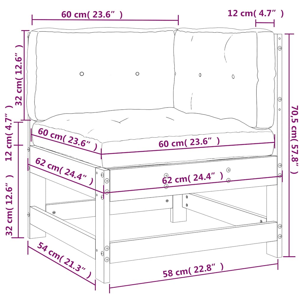 Divano Angolare con Cuscini-Sofa con Cuscini in Legno Impregnato di Pino 239970