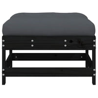 Poggiapiedi da Giardino con Cuscino Legno Massello di Pino Nero 825559