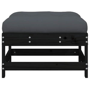 Poggiapiedi da Giardino con Cuscino Legno Massello di Pino Nero 825559