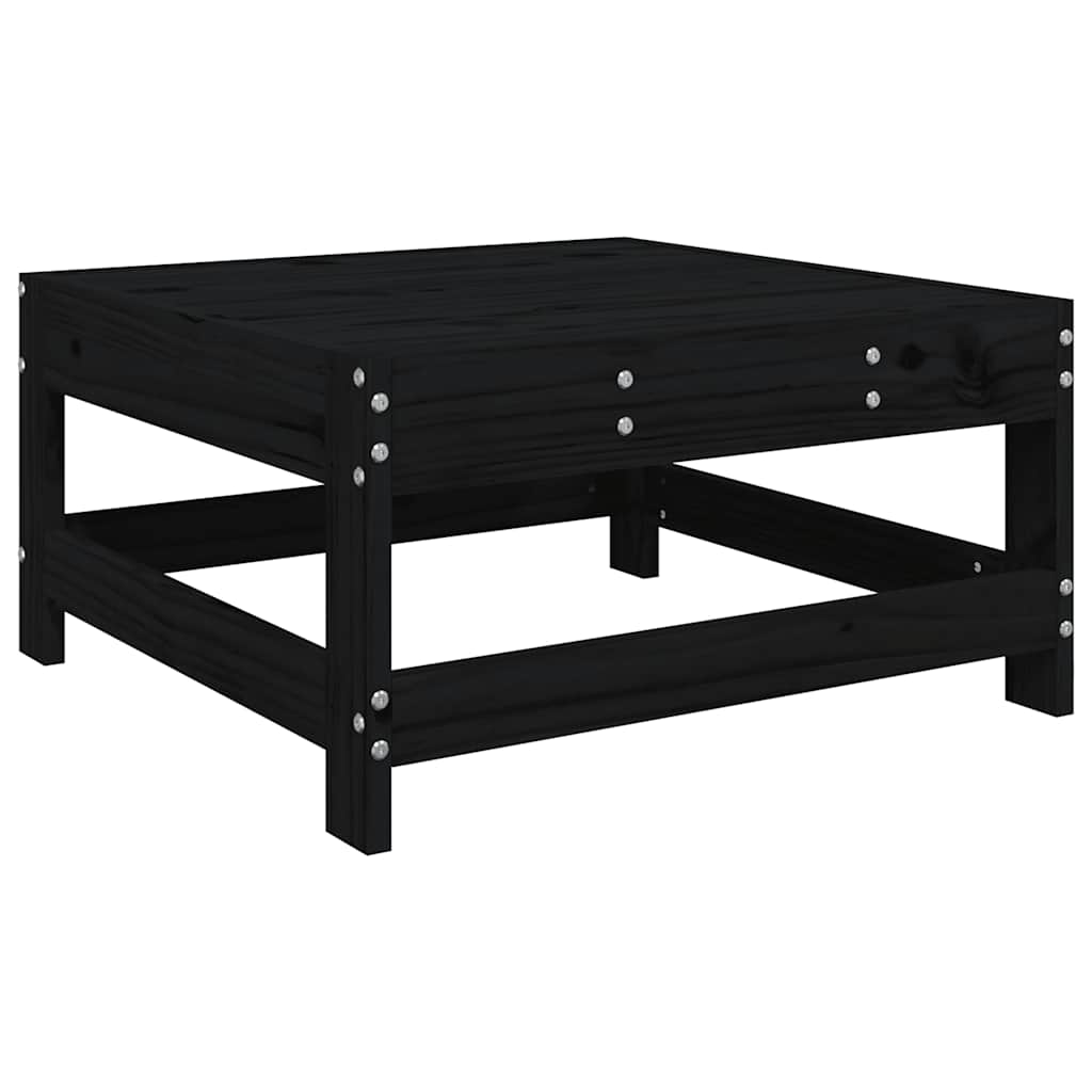 Poggiapiedi da Giardino con Cuscino Legno Massello di Pino Nero 825559
