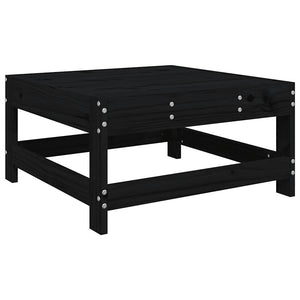 Poggiapiedi da Giardino con Cuscino Legno Massello di Pino Nero 825559