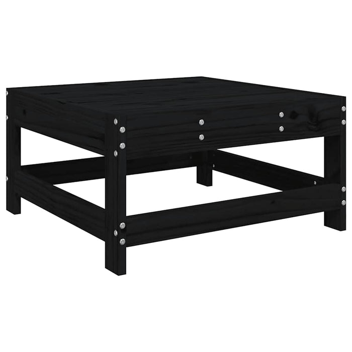Poggiapiedi da Giardino con Cuscino Legno Massello di Pino Nero 825559