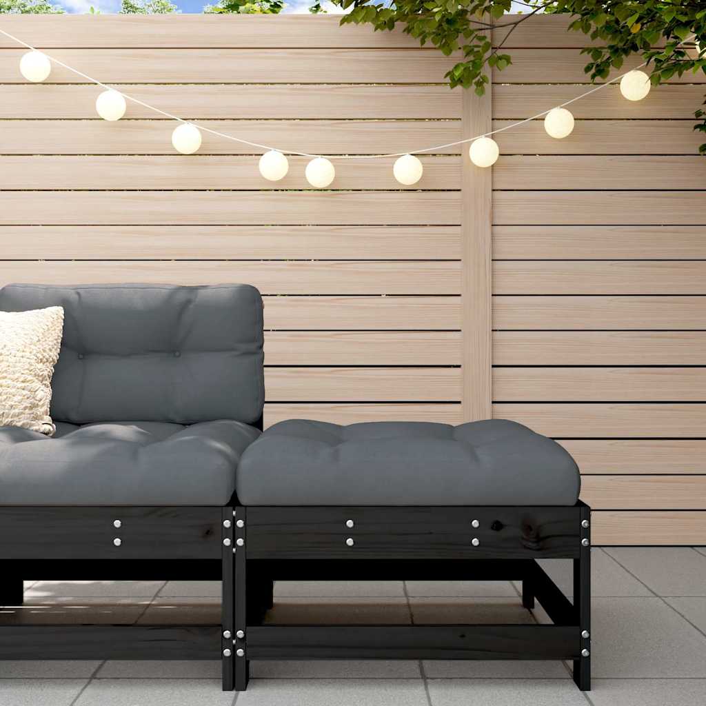 vidaXL Poggiapiedi da Giardino con Cuscino Legno Massello di Pino Nero